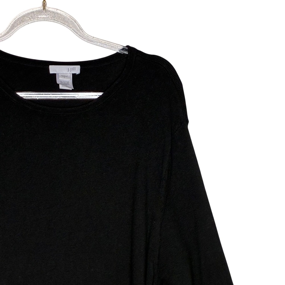 J Jill Womens Large Black Tunic Top Side Snap Minimalist Casual Knit Capsule - Picture 3 of 9